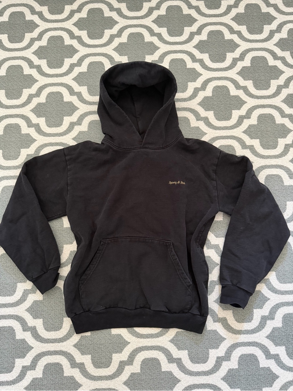 Sporty & Rich women’s large washed black oversize hooded sweatshirt